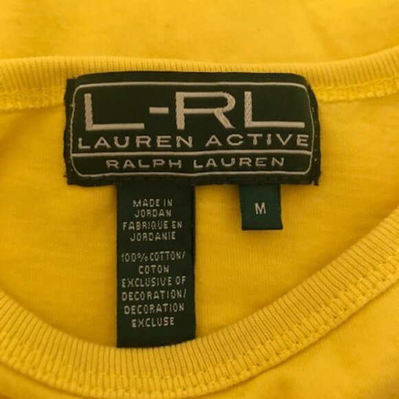 LAUREN Ralph Lauren Active Women's Embroidered Crest Tee Yellow Size Medium - Picture 5 of 7